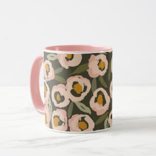 Kühnes, tintenfleckiges Blumenmuster Handgezeich Tasse