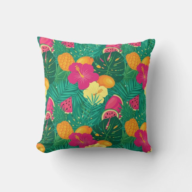 Kühnes tropisches Paradies Nahtloses Muster Kissen (Vorderseite)