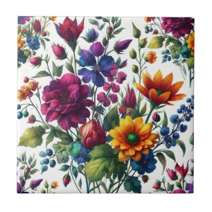 Kühnes Wasserfarben-Blumenmuster Fliese
