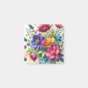 Kühnes Wasserfarben-Blumenmuster Post-it Klebezettel