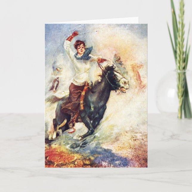 Kuhpuncher-Mädchen Karte (Vorderseite)