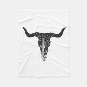 Kuhschädel Wüstenkaktus Boho Longhorn Südwesten Fleecedecke