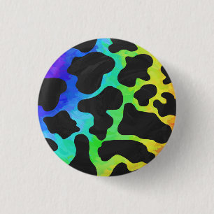 Kuhschwarz und Regenbogen Geschenke Button