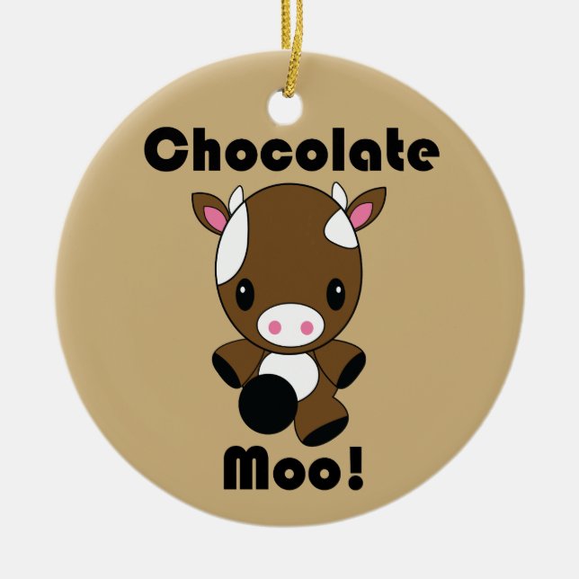 Kuhverzierung Schokoladen-MOO Kawaii Keramik Ornament (Vorne)