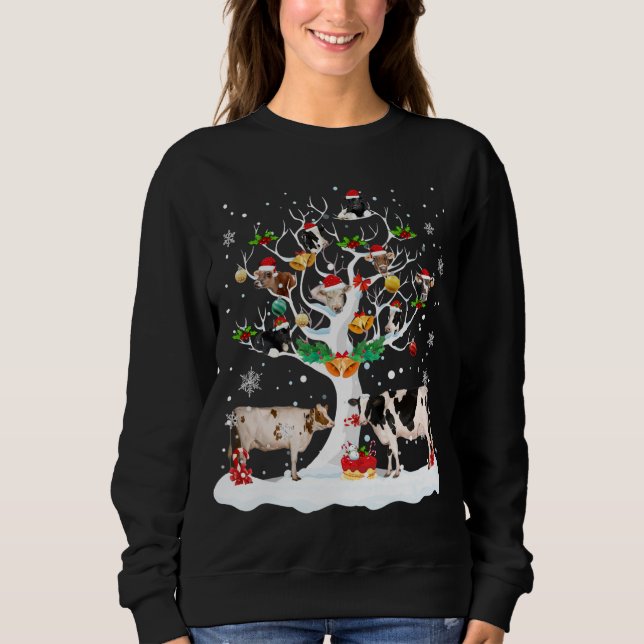 Kuhweihweihnachtsfest auf Winterbaumziege Lover Ma Sweatshirt (Vorderseite)