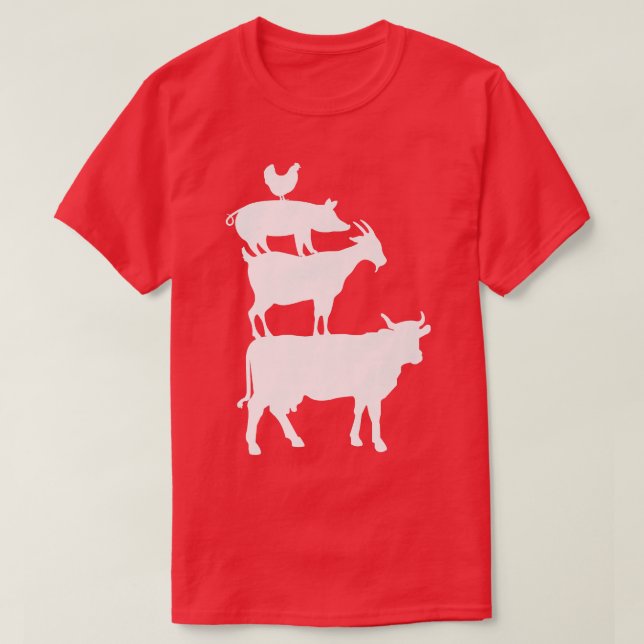 Kuhziege Schweinefleisch Bauer Tierland T-Shirt (Design vorne)