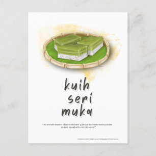 Kuih Seri Muka Malaysia Postcard Feiertagspostkarte