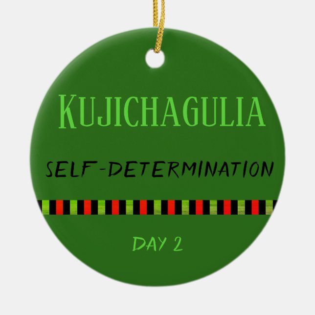 Kujichagulia - Kwanzaa Tag 2 Grün Keramik Ornament (Vorne)