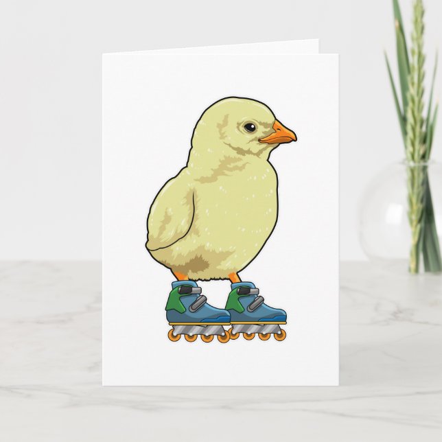 Küken als Inline-Skater mit Inline-Skates Karte (Vorderseite)