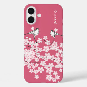 Küken-Liebesvogel Kirschblütenzweig iPhone 16 Plus Hülle