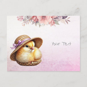 Küken mit rosa Band Postkarte