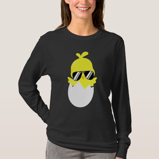 Küken mit Sonnenbrille Farm Tier Hähnchen Cool Hen T-Shirt (Vorderseite)