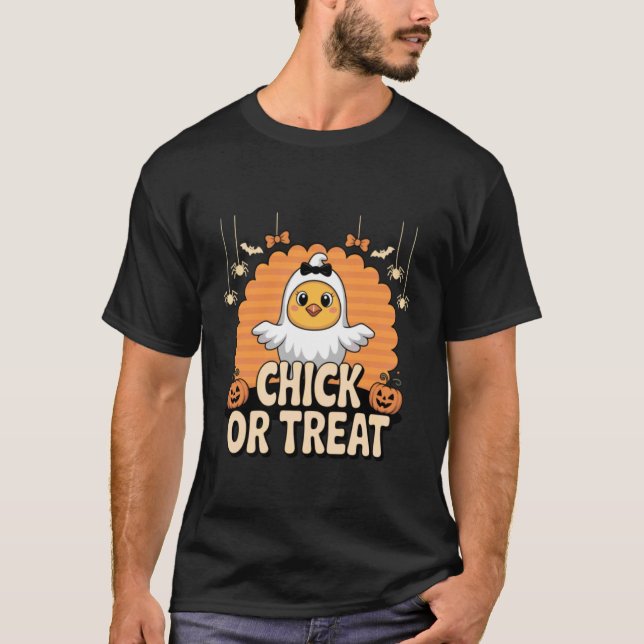 Küken oder Geisterkostüm Süß Halloween Küken T-Shirt (Vorderseite)