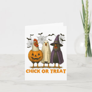 Küken oder Leckerei Gezwitscher HühnerHalloween Ko Karte