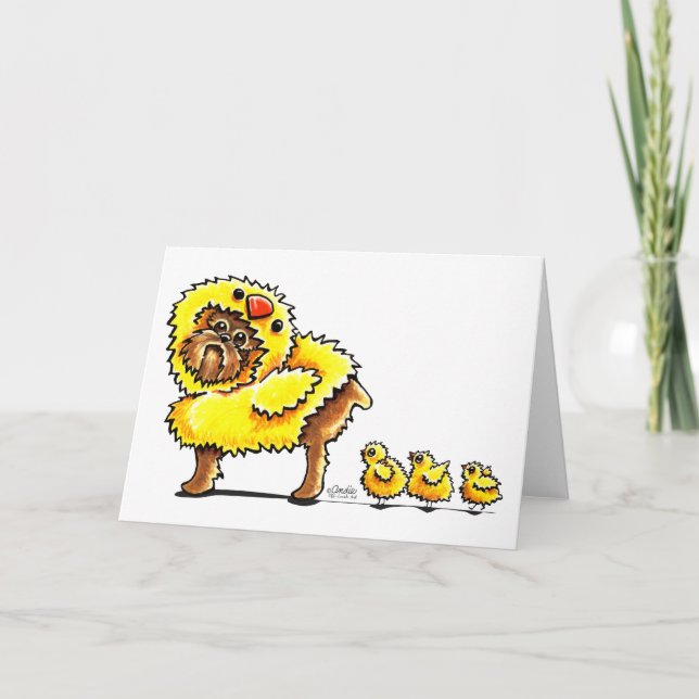 Küken Ostern Brüssels Griffon Feiertagskarte (Vorderseite)