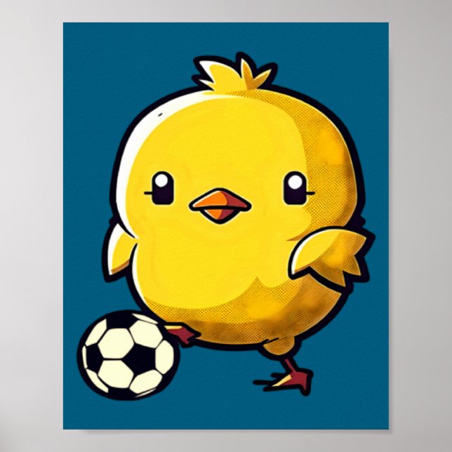 Küken spielt Fußball Ostern  Poster (Vorne)