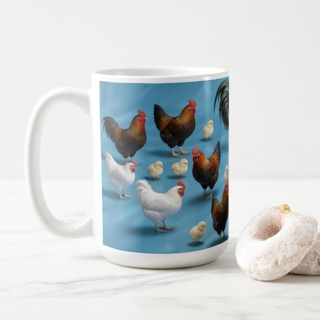 Küken- und Junghahngruppe Kaffeetasse (Mit Donut)