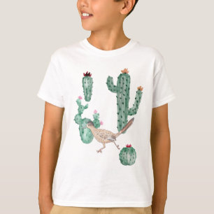 Kükenrenner mit Kakteen Kaktus Wüsten Vogel Kunst T-Shirt