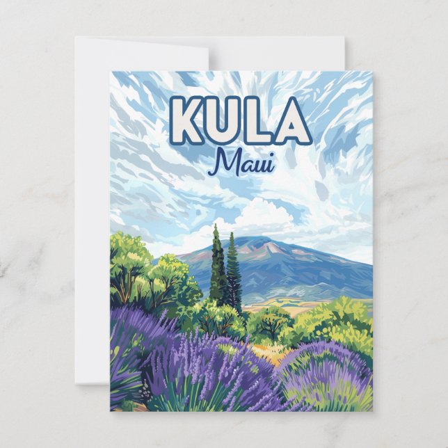 Kula Maui Haleakala Hawaii Lavender Retro Card (Vorderseite)