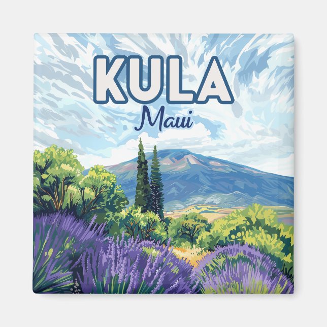Kula Maui Haleakala Hawaii Lavender Retro Magnet (Vorne)