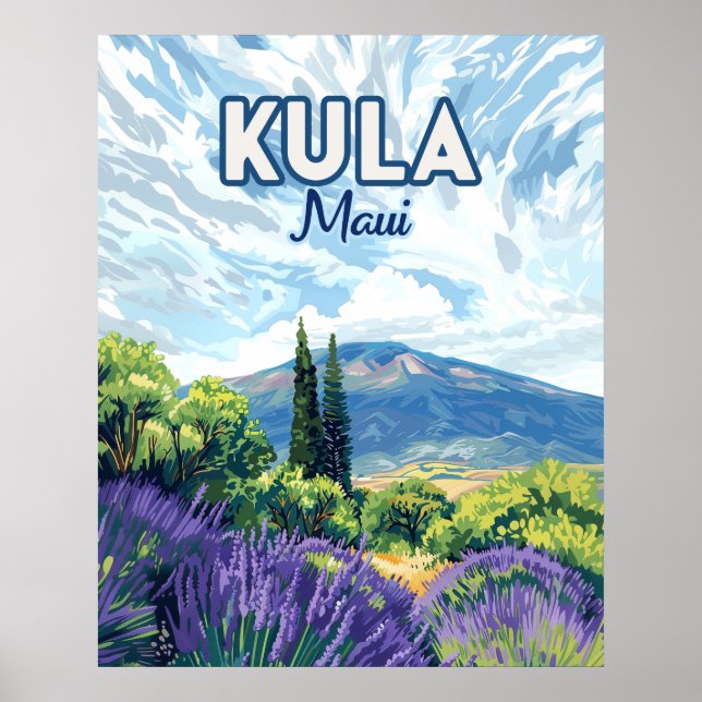 Kula Maui Haleakala Hawaii Lavender Retro Poster (Vorne)