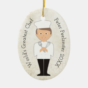 Kulinarische Absolventen männliche Koch Weihnachts Keramik Ornament