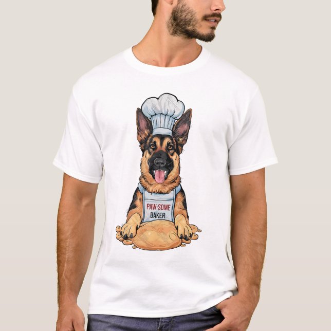 Kulinarische Kanine: Baker German Shepard with Loa T-Shirt (Vorderseite)