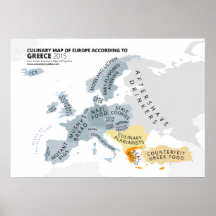 Kulinarische Karte Europas nach Griechenland Poster