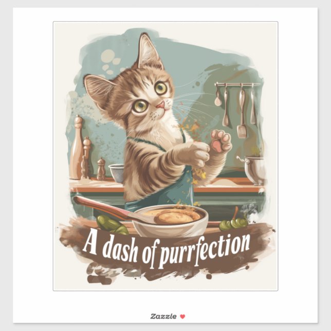 Kulinarischer Katzenchef Aufkleber (Blatt)
