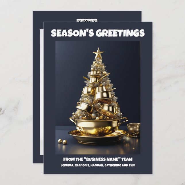 Kulinarischer Weihnachtsbaum Koch Business Caterin Feiertagskarte (Vorne/Hinten)