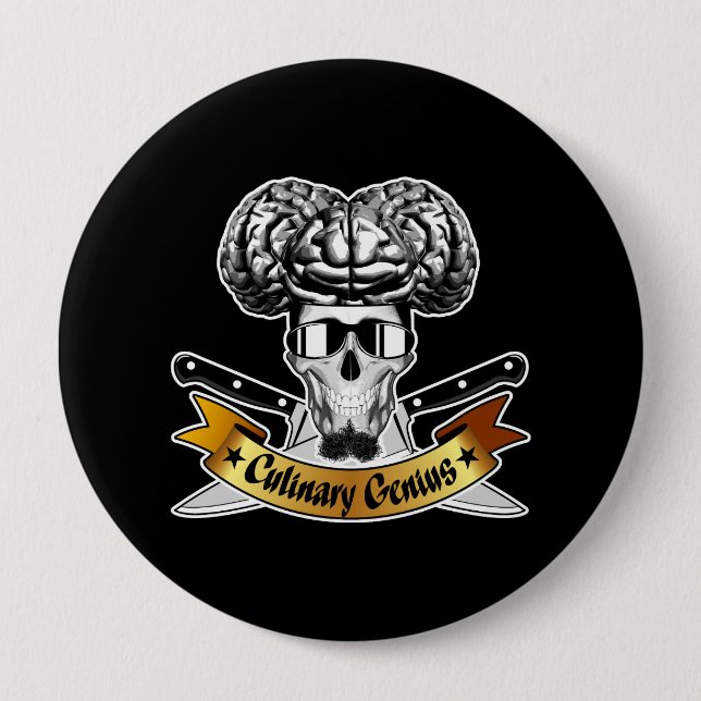 Kulinarisches Genie: Koch Skull Button (Vorderseite)