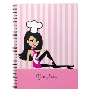 Kulinarisches Notizbuch mit coolem Retro Cartoon Notizblock