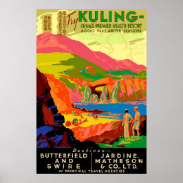 Kuling Vintages chinesisches Reiseplakat. Poster