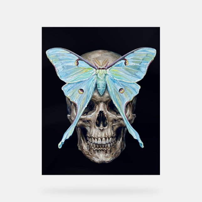 kull und Luna Moth — Memento Mori Impasto Poster (Vorderseite)