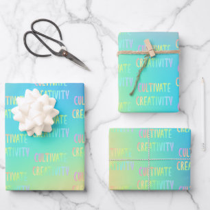 "Kultiviere Kreativität" Prismatischer Pastel Grad Geschenkpapier Set