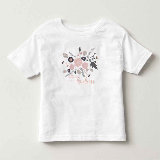 Kultivieren von Güte Tossed Pink Gray Blume Kleinkind T-shirt (Vorderseite)