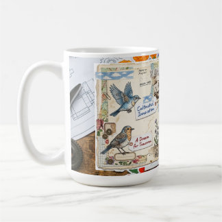 Kultivierte Vintage-Scrapbook-Collage Mu Kaffeetasse