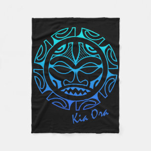 Kultur Gesicht Symbol Blau, Haka Kia Ora Tanz Neus Fleecedecke