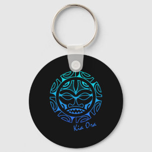 Kultur Gesicht Symbol Blau, Haka Kia Ora Tanz Neus Schlüsselanhänger