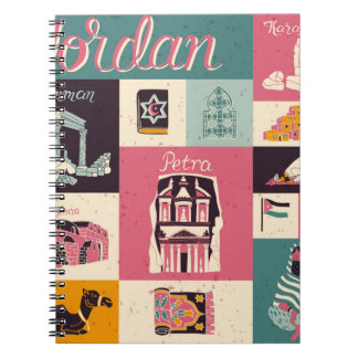 Kultur und Landesfarbe Jordaniens. Sammlung Notizblock
