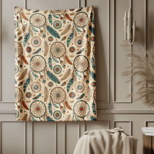 Kultureller Träumer im Warmstil Fleecedecke (Warmth Style Cultural Tribal Native dreamcatcher Fleece Blanket)