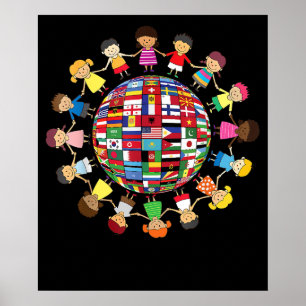 Kulturelles Diversity Kinder rund um den Globus Poster