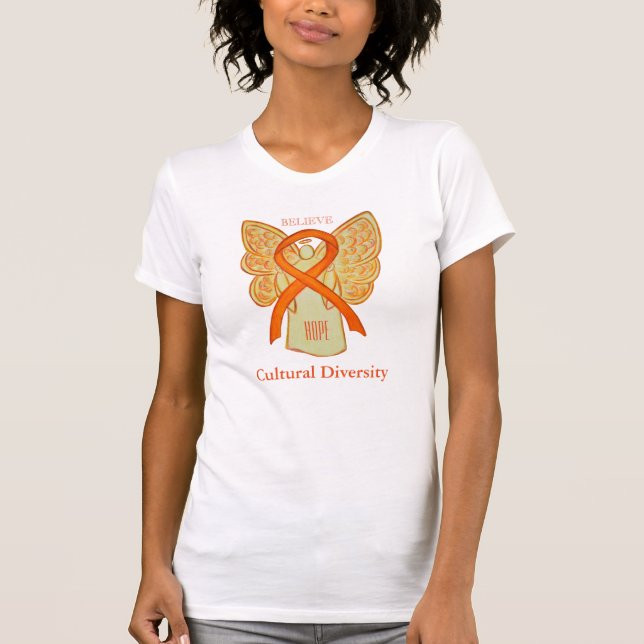 Kulturelles Diversity Orange Awareness Ribbon Shir T-Shirt (Vorderseite)