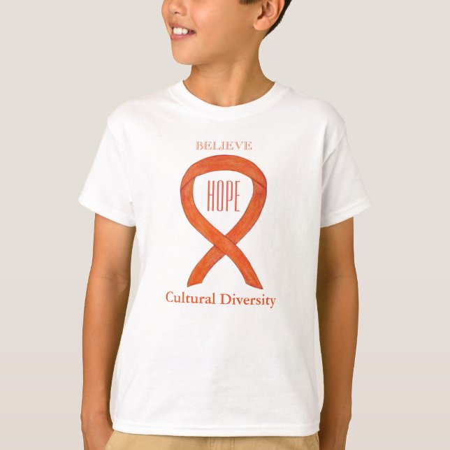 Kulturelles Diversity Orange Awareness Ribbon Shir T-Shirt (Vorderseite)