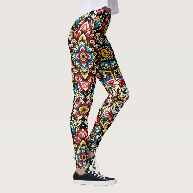 Kulturerbe Design Afrikanische Blume Medley Leggings (Rechts)