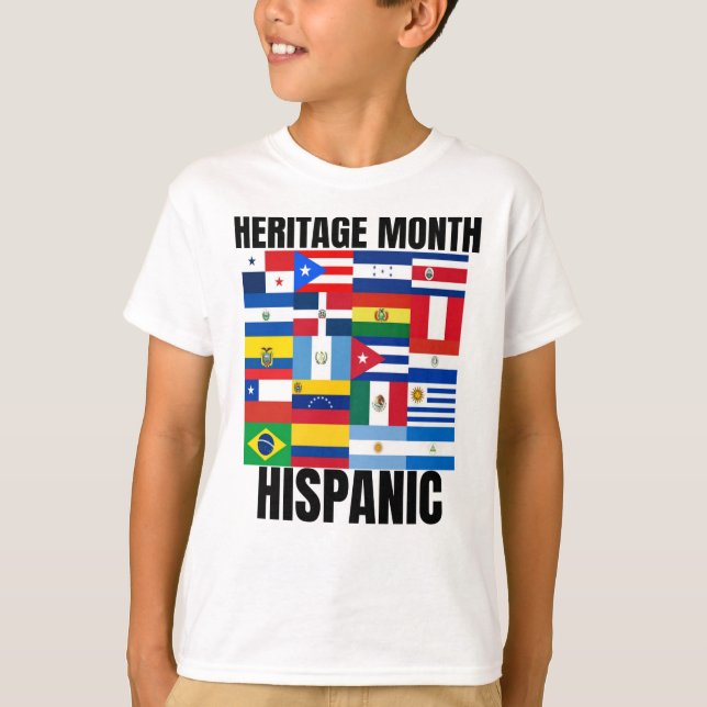 Kulturerbe Monat Hispanische Landesflaggen T-Shirt (Vorderseite)