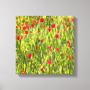 Kulturwiese Mohnlandschaft Leinwanddruck