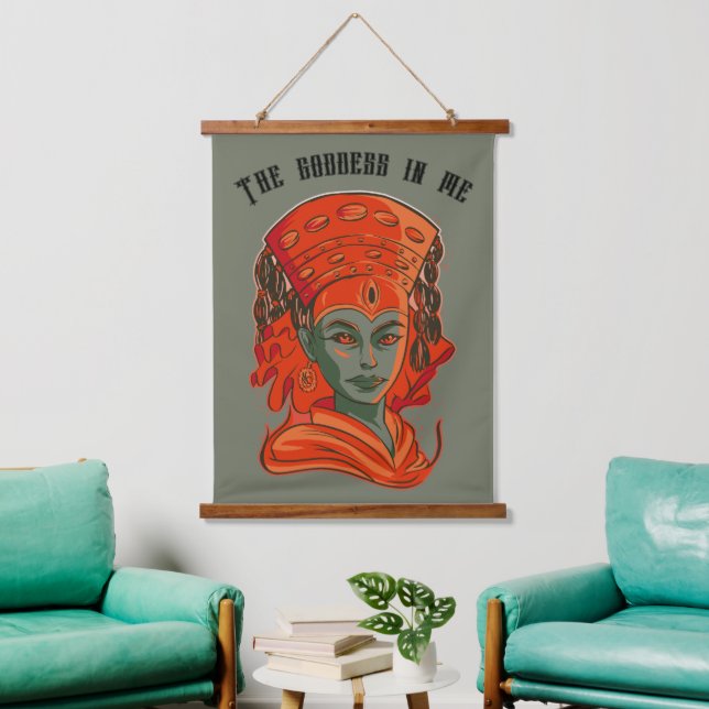 Kumari - Die Göttin in mir Wandteppich Mit Holzrahmen (Wohnzimmer)