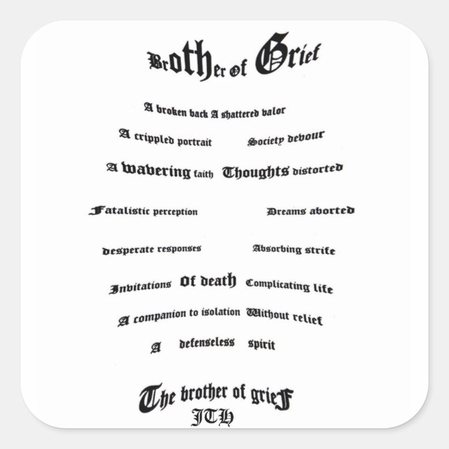 Kummerbruder Quadratischer Aufkleber (Vorderseite)