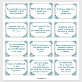 Kummerzitate in der Ecke der Rose Tief Aquamarin w Aufkleber